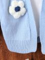 Girls' (little) Cardigan With 3d Flower Decoration