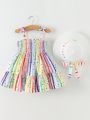 Baby Girls' Rainbow Striped Beach Sundress With Straps