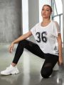 Number Print Mesh Back Sports Tee