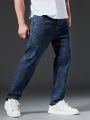 Men Plus Solid Straight Leg Jeans