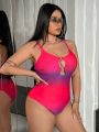 SHEIN Swim BAE Plus Size Ombre Cutout One Piece Swimsuit