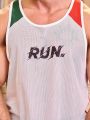 Running Men'S Mesh Athletic Tank Top With Letter Pattern