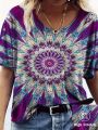 Plus Size Women's Fashion Printed Short Sleeve T-Shirt