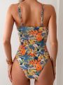 SHEIN Swim Vcay Women's One-Piece Swimsuit With Tropical Plant Print