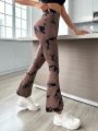 Tie Dye Wide Waistband Flare Leg Sports Pants