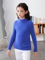 SHEIN Tween Girls Turtleneck Drop Shoulder Sweater