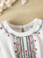 Baby Girl New Embroidery Detail Hollowed-Out Shoulder Dress