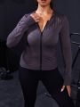 Street Sport Plus Size Women'S Zipper Front Hooded Sporty Sweatshirt