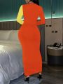 SHEIN Slayr Color Block Hollow Out Slim Fit Dress
