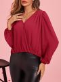 SHEIN Clasi Valentine's Day Women Patchwork Lace Long Sleeve Shirt