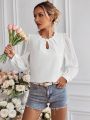 Women'S Lace Splice Long Sleeve Shirt