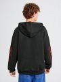 SHEIN Teen Boys' Casual Skull Pattern Hoodie Sweatshirt With Loose Fit