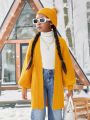 SHEIN Kids Cooltwn Tween Girl Drop Shoulder Open Front Cardigan