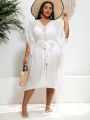 SHEIN Swim Vcay Plus Size Elegant Beachwear Lace Fringe Cover Up