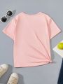 Tween Girls' Heart & Letter Print Casual Summer T-Shirt