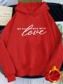 Men's Hooded Fleece Sweatshirt With Letter Print