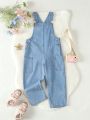 Young Girl Casual, Comfortable And Cute Embroidered Denim Overall
