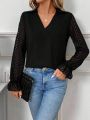 SHEIN Frenchy Solid Color Mesh Splice Shirt