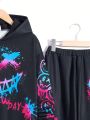 SHEIN Kids HYPEME Tween Boy Cartoon Graphic Hoodie & Sweatpants