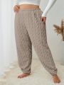 Plus Size Solid Color Fleece Pajama Pants