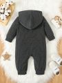 Baby Boy Slogan Graphic Hooded Jumpsuit