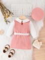 Baby Girls' Casual Long Sleeve Fake Two Pieces Dress For Autumn