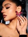 SHEIN SXY 1pair Fashionable Sequin Butterfly Stud Earrings