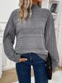 Women's Half Turtleneck Drop Shoulder Sweater