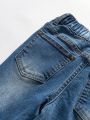 Young Boys' New Casual Fashion Distressed Washed Denim Slim Fit Jeans