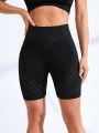 SHEIN Yoga Basic Women's Black High Waist Tight Sports Shorts