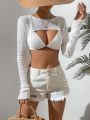 SHEIN Swim Basics Hollow Out Crop Top Without Bra