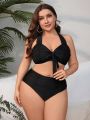 SHEIN Swim Classy Plus Size Solid Color Swimsuit Set