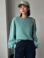 FRIFUL Women's Off-the-shoulder Sweatshirt