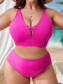 SHEIN Swim Vcay Plus Size Women's Solid Color Swimsuit Set
