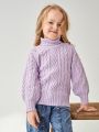 SHEIN Toddler Girls Funnel Neck Cable Knit Sweater