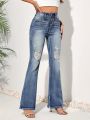 SHEIN LUNE Ladies' Distressed Flared Jeans