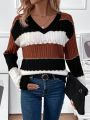 Women's Striped Color Block Sweater