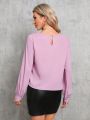 SHEIN Tall Solid Lantern Sleeve Blouse