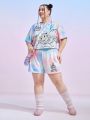 TOM & JERRY X SHEIN Plus Cartoon Graphic Tee & Shorts Set