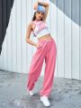 Street Sport Women'S Elastic Waist Patch Sweatpants