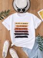 Teenage Girls' Slogan Printed Short Sleeve T-Shirt