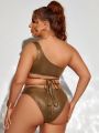 SHEIN Swim SXY Plus Size One Shoulder Chain Detail Monokini Swimsuit