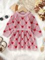 Baby Girls' Love Heart Round Neck Sweater Dress