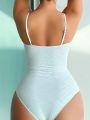 SHEIN Swim Vcay Ladies' Solid Color Hollow Out One Piece Swimsuit