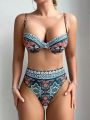 SHEIN Swim BohoFeel All-Over Printed Bikini Swimsuit Set