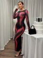 SHEIN SXY Women'S Slim Fit Bodycon Printed Dress