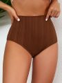 SHEIN Swim Classy Solid Color High-Waisted Bikini Bottom