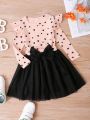 Toddler Girls Heart Print Tee & Mesh Skirt