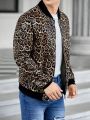 SHEIN Men Leopard Print Zip Up Bomber Jacket