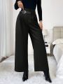 SHEIN Essnce Women's Solid Color Suit Pants